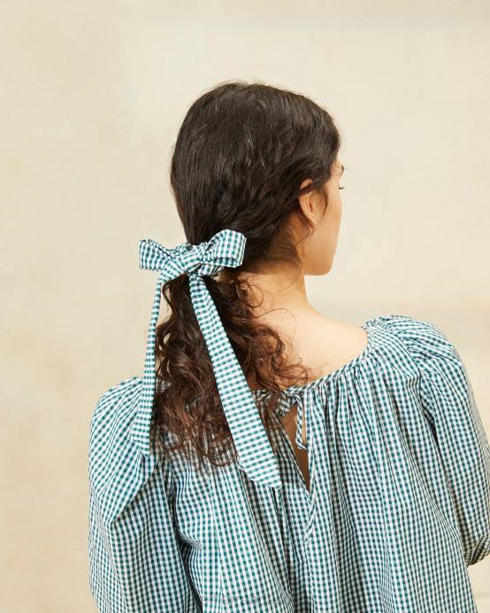 Accessories X82V162 Nutmeg/Mini Green Gingham Women Loeffler Randall Dee Bow Scrunchies