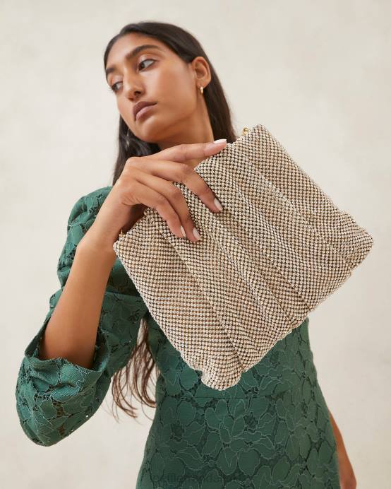 Bags X82V344 Gold Women Loeffler Randall Ember Diamante Gathered Clutch
