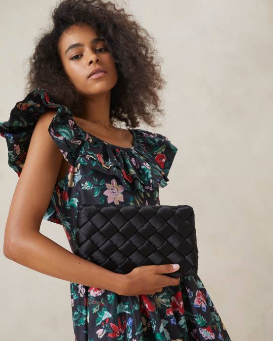Bags X82V355 Black Women Loeffler Randall Aviva Woven Puff Clutch