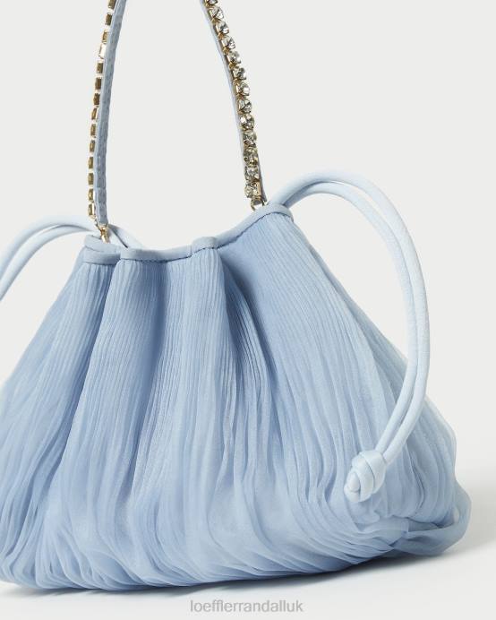 Bags X82V370 Blue Women Loeffler Randall Layne Rhinestone Pleated Pouch