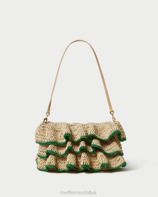 Bags X82V373 Natural/Green Women Loeffler Randall Odette Ruffle Clutch