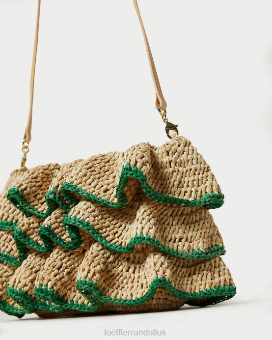 Bags X82V373 Natural/Green Women Loeffler Randall Odette Ruffle Clutch