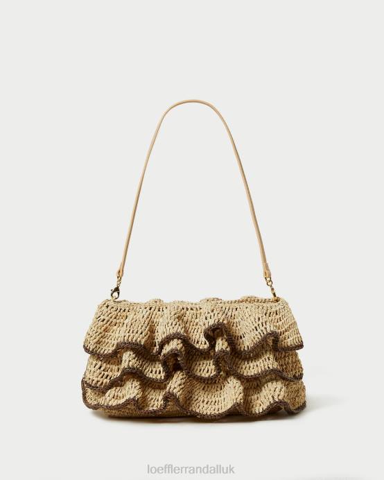 Bags X82V374 Natural/Brown Women Loeffler Randall Odette Ruffle Clutch