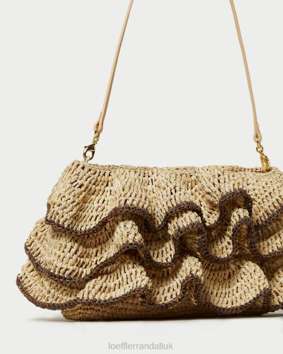 Bags X82V374 Natural/Brown Women Loeffler Randall Odette Ruffle Clutch