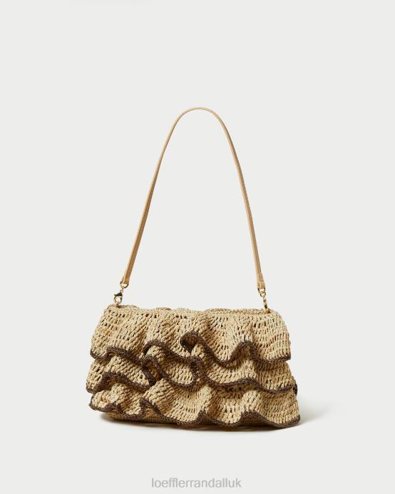 Bags X82V374 Natural/Brown Women Loeffler Randall Odette Ruffle Clutch