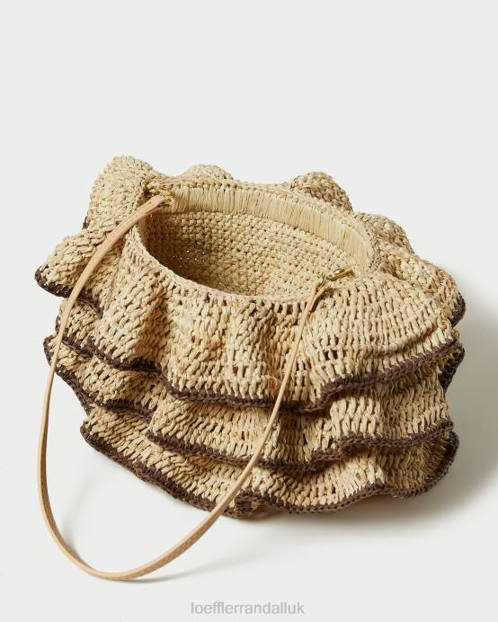 Bags X82V374 Natural/Brown Women Loeffler Randall Odette Ruffle Clutch