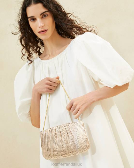 Bags X82V393 Champagne Women Loeffler Randall Brit Flat Pleated Clutch