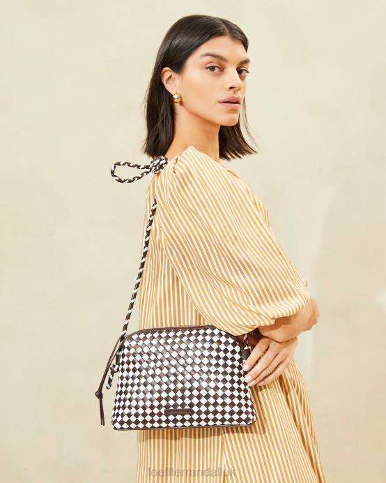 Bags X82V332 Chocolate/White Women Loeffler Randall Mallory Woven Crossbody