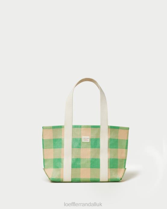 Bags X82V314 Green/Butterscotch Gingham Women Loeffler Randall Bennett Medium Tote