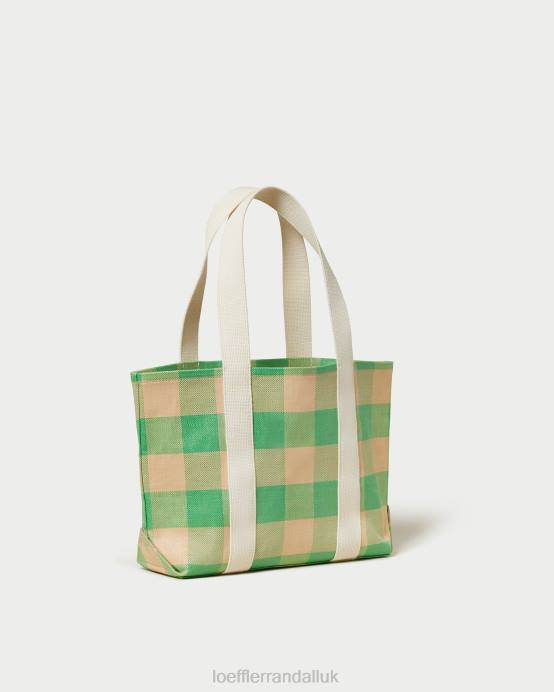 Bags X82V314 Green/Butterscotch Gingham Women Loeffler Randall Bennett Medium Tote