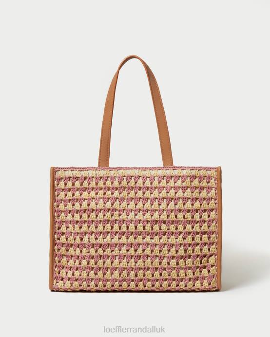 Bags X82V315 Natural/Pink/Honey Women Loeffler Randall Pia Crochet Tote