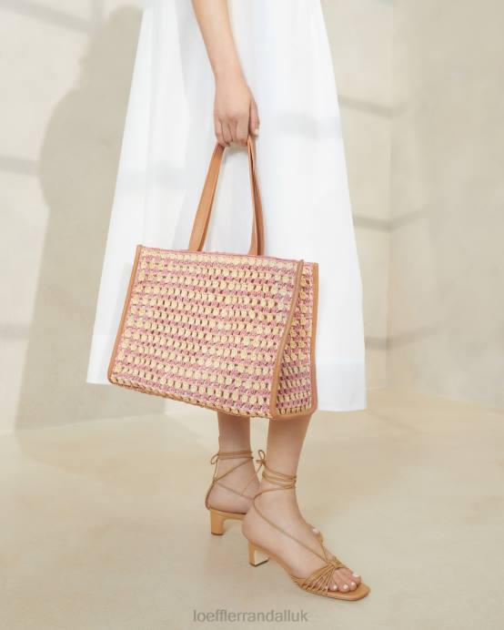 Bags X82V315 Natural/Pink/Honey Women Loeffler Randall Pia Crochet Tote