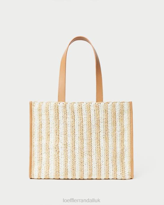 Bags X82V323 White/Natural Stripe Women Loeffler Randall Pia Natural Crocheted Tote