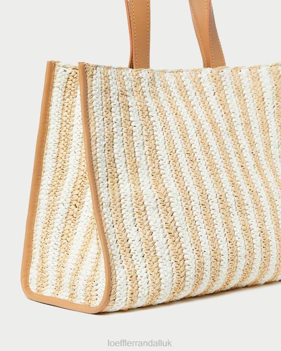 Bags X82V323 White/Natural Stripe Women Loeffler Randall Pia Natural Crocheted Tote