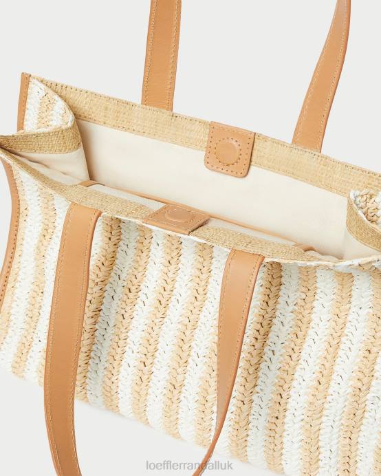 Bags X82V323 White/Natural Stripe Women Loeffler Randall Pia Natural Crocheted Tote
