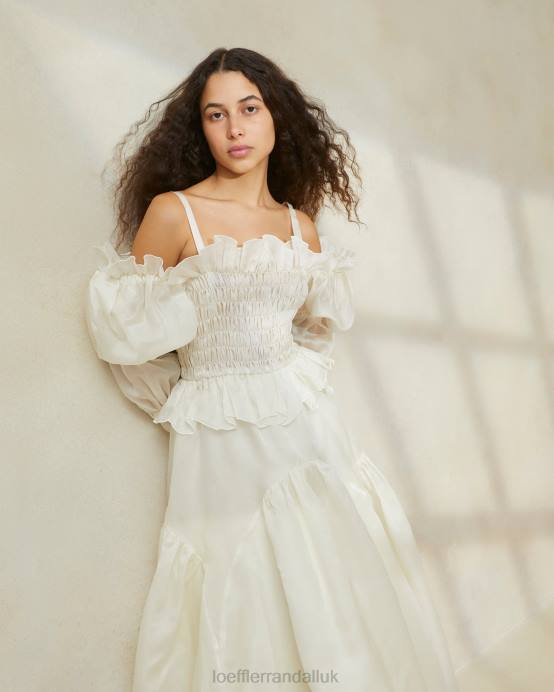 Clothes X82V170 Cream Women Loeffler Randall Suzette Smocked Organza Dress