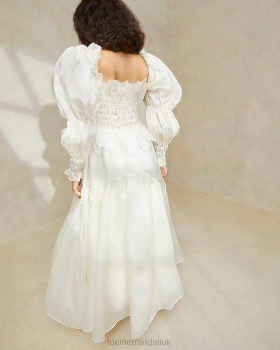 Clothes X82V170 Cream Women Loeffler Randall Suzette Smocked Organza Dress