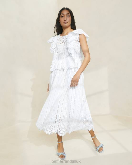Clothes X82V173 Ivory Women Loeffler Randall Brynn Flutter-Sleeve Lace Dress