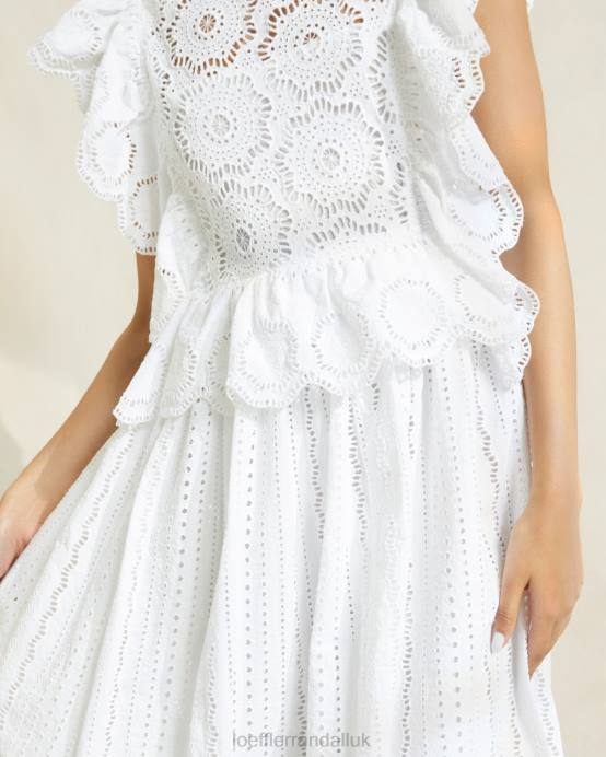 Clothes X82V173 Ivory Women Loeffler Randall Brynn Flutter-Sleeve Lace Dress