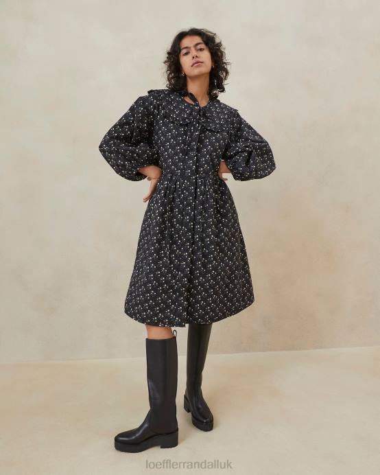 Clothes X82V179 Black Ditsy Floral Women Loeffler Randall Nari Coat Dress