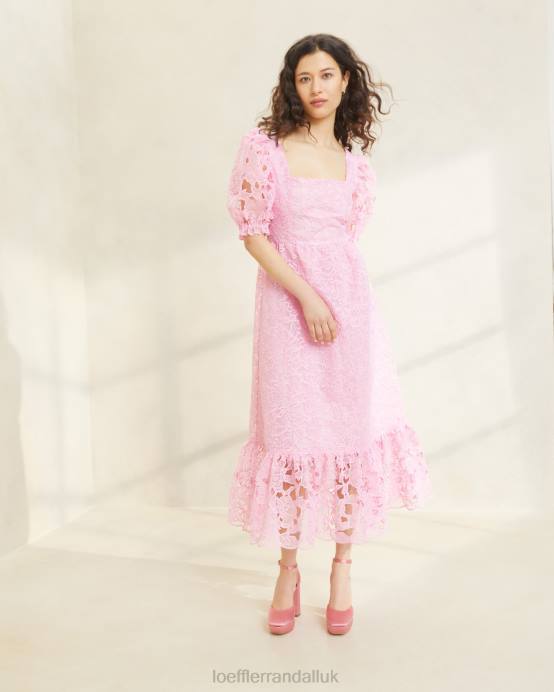 Clothes X82V181 Pink Women Loeffler Randall Addison Puff-Sleeve Dress
