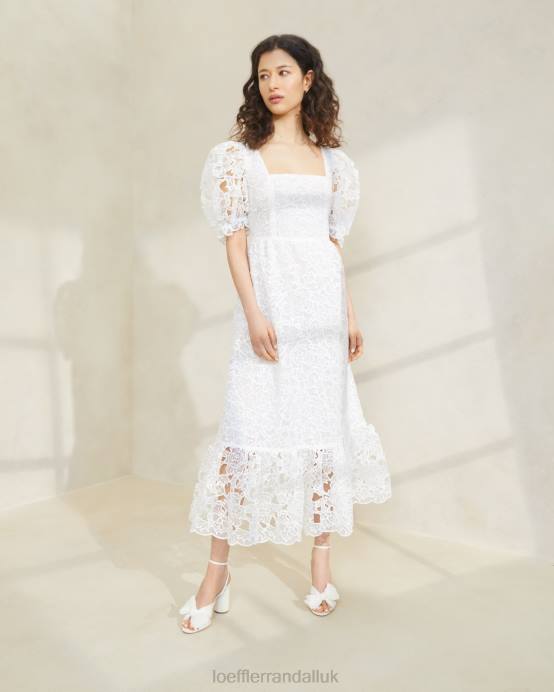 Clothes X82V182 Cream Women Loeffler Randall Addison Puff-Sleeve Dress