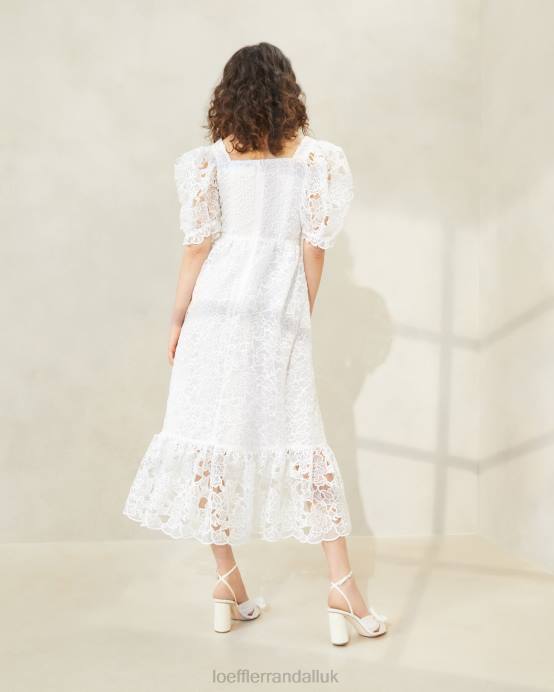 Clothes X82V182 Cream Women Loeffler Randall Addison Puff-Sleeve Dress