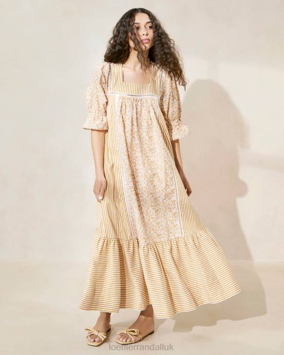Clothes X82V184 Brown Floral/Brown Stripe Women Loeffler Randall Phillipa Maxi Dress