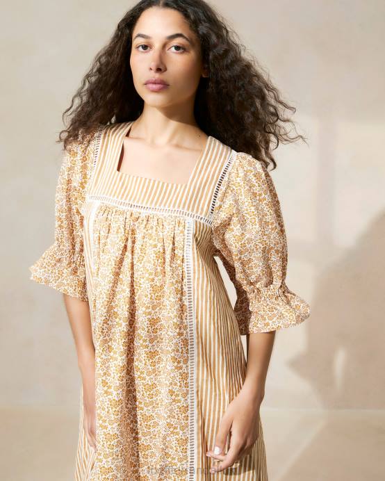 Clothes X82V184 Brown Floral/Brown Stripe Women Loeffler Randall Phillipa Maxi Dress