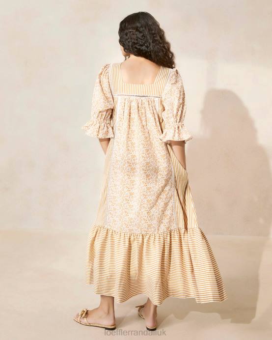 Clothes X82V184 Brown Floral/Brown Stripe Women Loeffler Randall Phillipa Maxi Dress