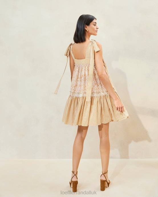 Clothes X82V189 Brown Floral/Brown Stripe Women Loeffler Randall Janie Ruffle-Hem Dress