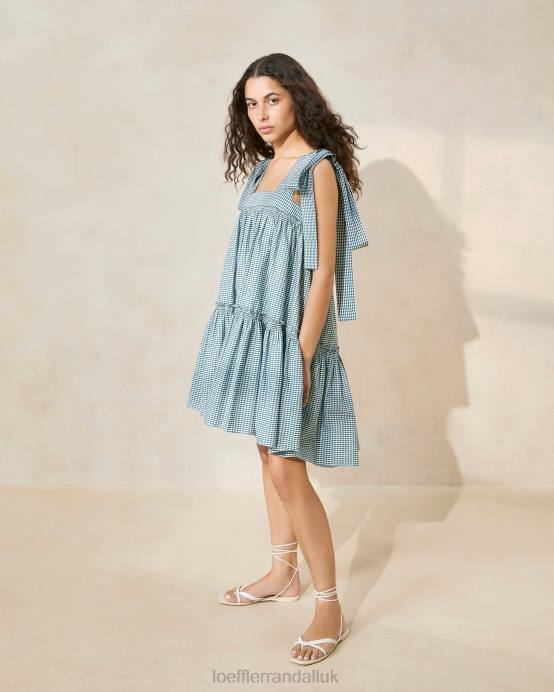 Clothes X82V191 Mini Green Gingham Women Loeffler Randall Janie Ruffle-Hem Dress