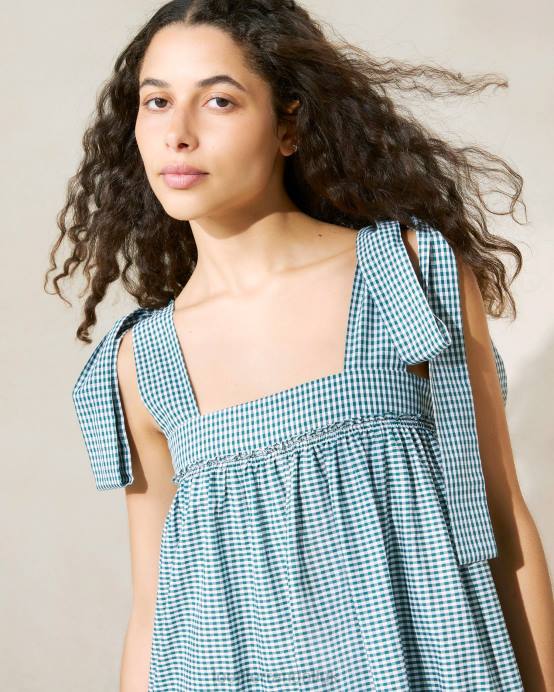 Clothes X82V191 Mini Green Gingham Women Loeffler Randall Janie Ruffle-Hem Dress