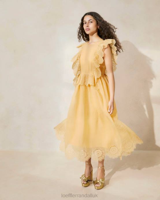 Clothes X82V192 Dune Women Loeffler Randall Naomi Embroidered Scalloped Dress