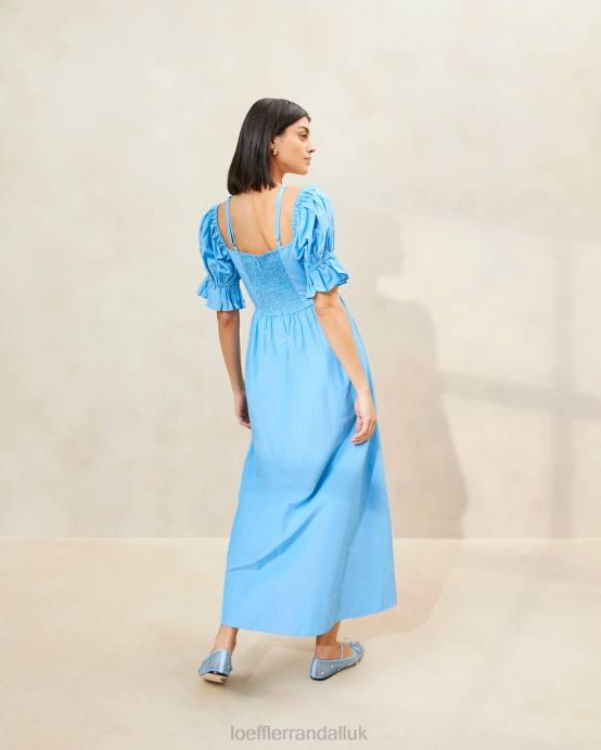 Clothes X82V193 Cornflower Women Loeffler Randall Yael Gathered-Bodice Dress