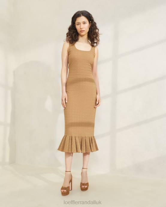 Clothes X82V195 Brown Women Loeffler Randall Yessica Ruffle-Hem Tank Dress