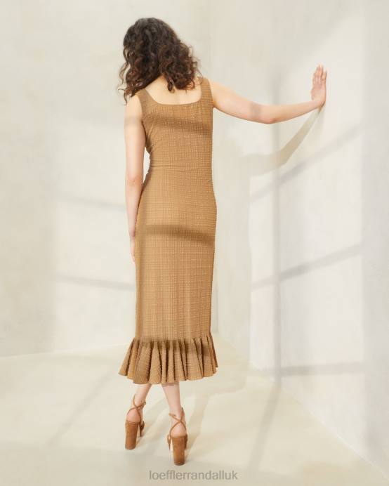 Clothes X82V195 Brown Women Loeffler Randall Yessica Ruffle-Hem Tank Dress