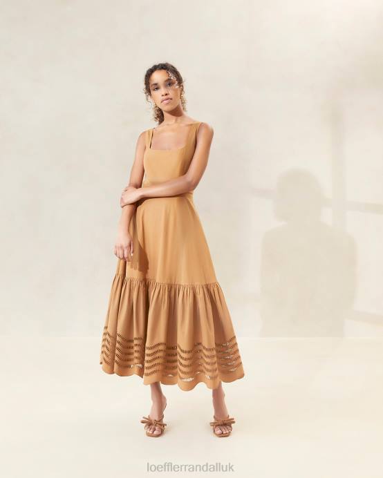 Clothes X82V197 Chocolate Women Loeffler Randall Carine Embroidered Midi Dress