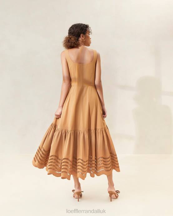 Clothes X82V197 Chocolate Women Loeffler Randall Carine Embroidered Midi Dress