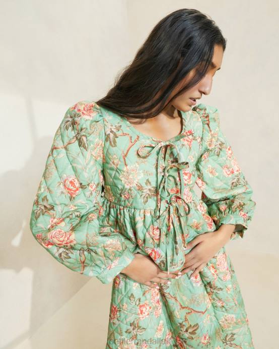 Clothes X82V254 Sage Botanical Floral Women Loeffler Randall Donna Tie-Front Jacket
