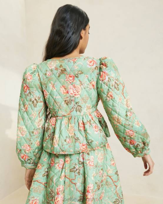 Clothes X82V254 Sage Botanical Floral Women Loeffler Randall Donna Tie-Front Jacket