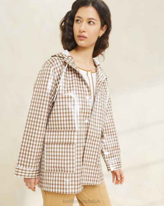 Clothes X82V257 Brown Gingham Women Loeffler Randall Misty Rain Jacket