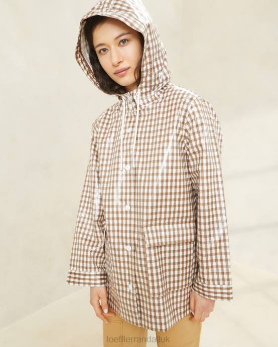 Clothes X82V257 Brown Gingham Women Loeffler Randall Misty Rain Jacket