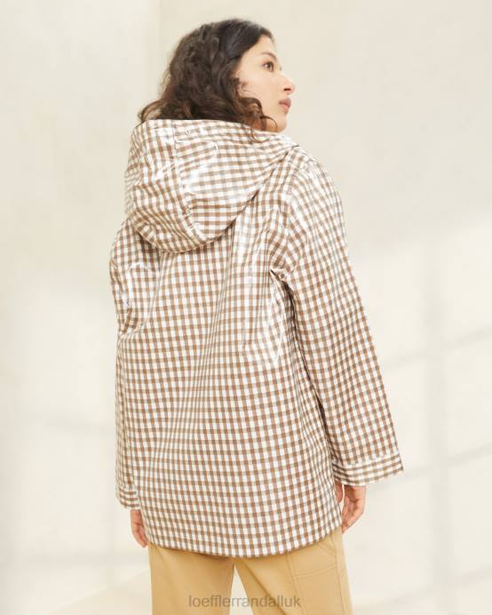 Clothes X82V257 Brown Gingham Women Loeffler Randall Misty Rain Jacket