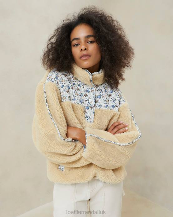 Clothes X82V259 Cream/Floral Women Loeffler Randall Liz Fleece Pullover