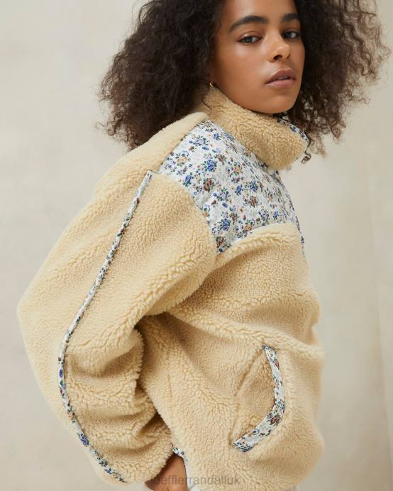 Clothes X82V259 Cream/Floral Women Loeffler Randall Liz Fleece Pullover