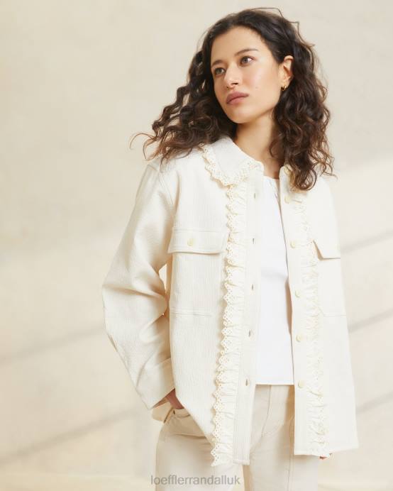 Clothes X82V260 Ecru Women Loeffler Randall Zeke Eyelet Chore Coat