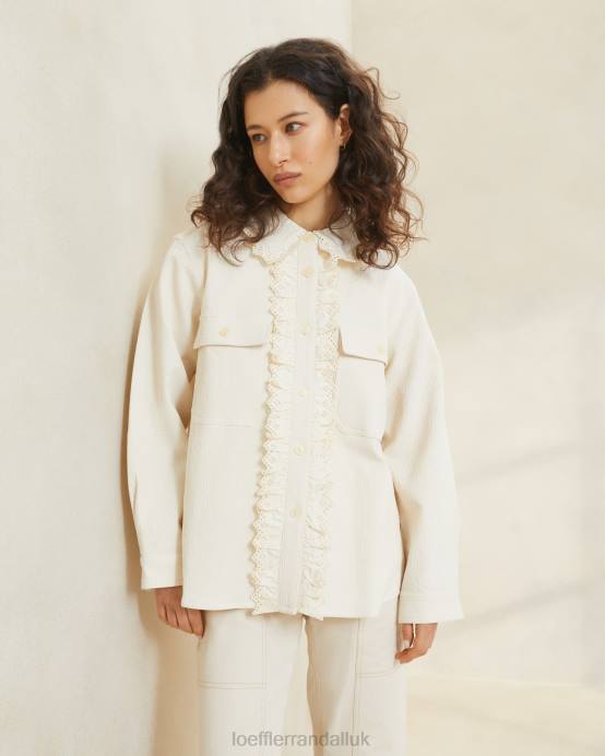 Clothes X82V260 Ecru Women Loeffler Randall Zeke Eyelet Chore Coat