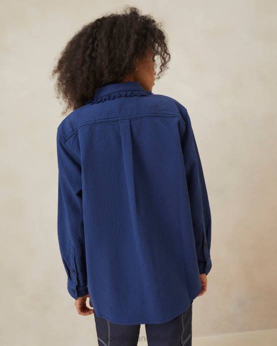 Clothes X82V261 Indigo Women Loeffler Randall Zeke Eyelet Chore Coat