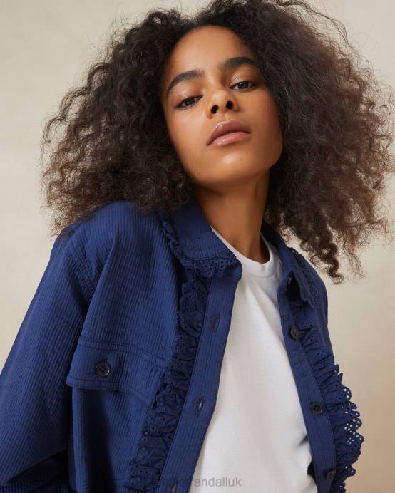 Clothes X82V261 Indigo Women Loeffler Randall Zeke Eyelet Chore Coat